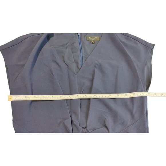 Tahari ASL V-Neck Twist Front Fit & Flare Dress Knee Length Navy Womens Size 6 - Picture 8 of 9